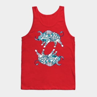 Paisley Oxen (Coral and Teal Palette) Tank Top